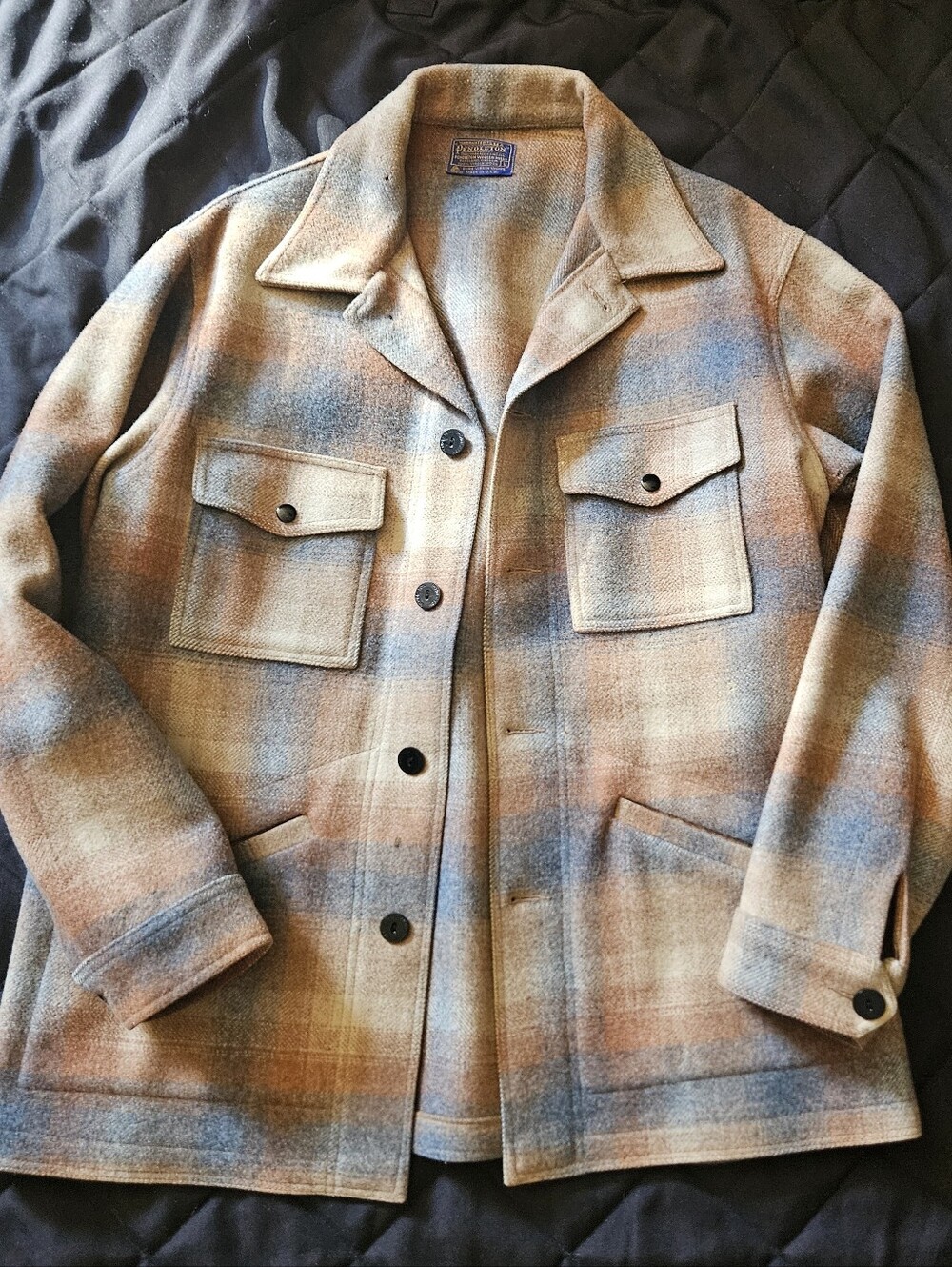 Pendleton Vintage Men's Plaid Wool Blend Button-Up Jacket
